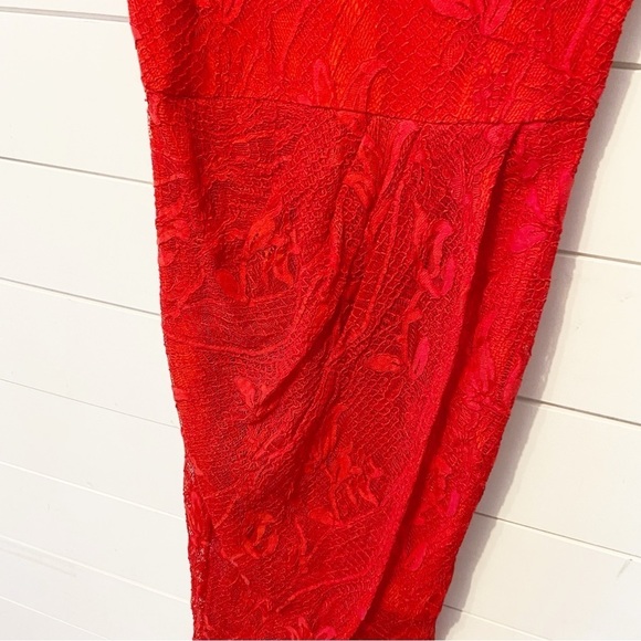 Lulus |  Meg Red Lace Sleeveless Tulip Hem Cocktail Dress Size XS - Picture 7 of 12